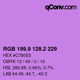 カラーコード: RGB 199.9 128.2 229 | qconv.com
