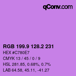 カラーコード: RGB 199.9 128.2 231 | qconv.com