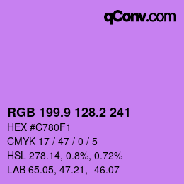 カラーコード: RGB 199.9 128.2 241 | qconv.com