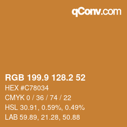 カラーコード: RGB 199.9 128.2 52 | qconv.com