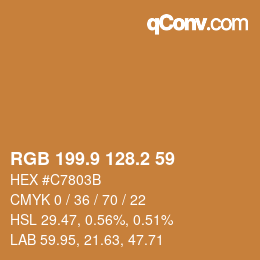 カラーコード: RGB 199.9 128.2 59 | qconv.com