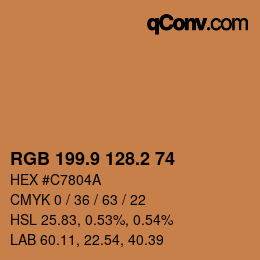 カラーコード: RGB 199.9 128.2 74 | qconv.com