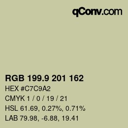 カラーコード: RGB 199.9 201 162 | qconv.com