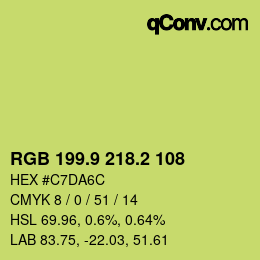 カラーコード: RGB 199.9 218.2 108 | qconv.com
