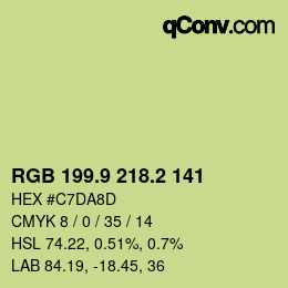 カラーコード: RGB 199.9 218.2 141 | qconv.com
