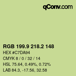 カラーコード: RGB 199.9 218.2 148 | qconv.com