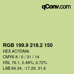 カラーコード: RGB 199.9 218.2 150 | qconv.com