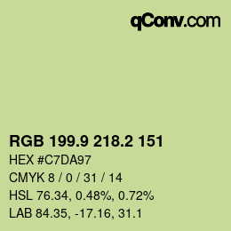 Color code: RGB 199.9 218.2 151 | qconv.com