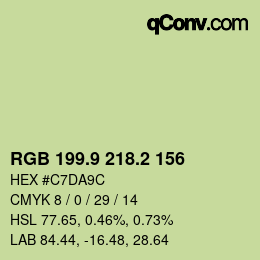 Color code: RGB 199.9 218.2 156 | qconv.com