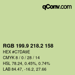 カラーコード: RGB 199.9 218.2 158 | qconv.com