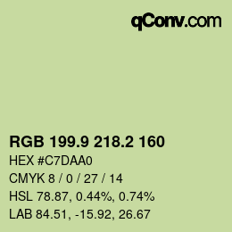 カラーコード: RGB 199.9 218.2 160 | qconv.com