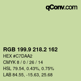 カラーコード: RGB 199.9 218.2 162 | qconv.com
