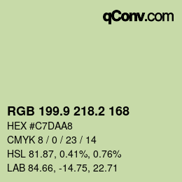 カラーコード: RGB 199.9 218.2 168 | qconv.com