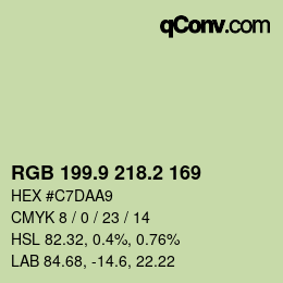 カラーコード: RGB 199.9 218.2 169 | qconv.com