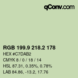 Color code: RGB 199.9 218.2 178 | qconv.com