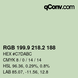 カラーコード: RGB 199.9 218.2 188 | qconv.com