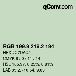 カラーコード: RGB 199.9 218.2 194 | qconv.com