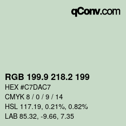 Color code: RGB 199.9 218.2 199 | qconv.com