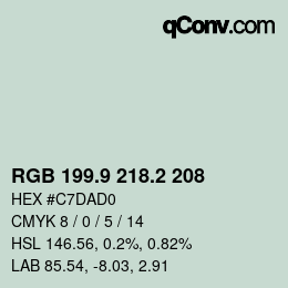 カラーコード: RGB 199.9 218.2 208 | qconv.com