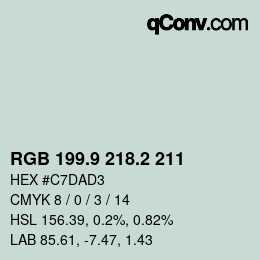 Color code: RGB 199.9 218.2 211 | qconv.com