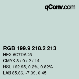 カラーコード: RGB 199.9 218.2 213 | qconv.com