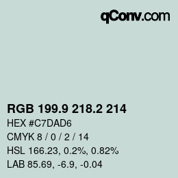 Color code: RGB 199.9 218.2 214 | qconv.com
