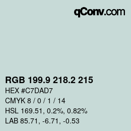 Color code: RGB 199.9 218.2 215 | qconv.com
