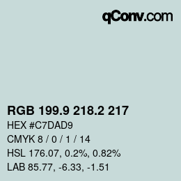 Color code: RGB 199.9 218.2 217 | qconv.com