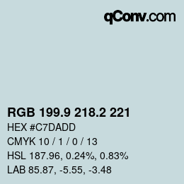 Color code: RGB 199.9 218.2 221 | qconv.com