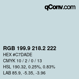 Color code: RGB 199.9 218.2 222 | qconv.com