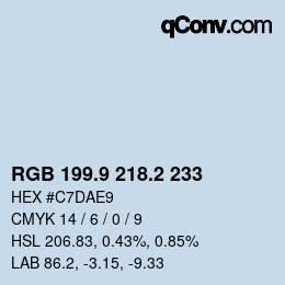 Color code: RGB 199.9 218.2 233 | qconv.com