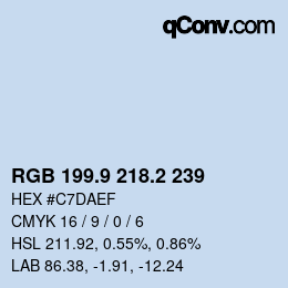 カラーコード: RGB 199.9 218.2 239 | qconv.com