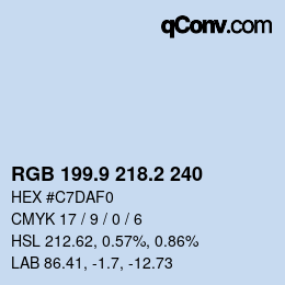Color code: RGB 199.9 218.2 240 | qconv.com