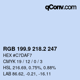 カラーコード: RGB 199.9 218.2 247 | qconv.com