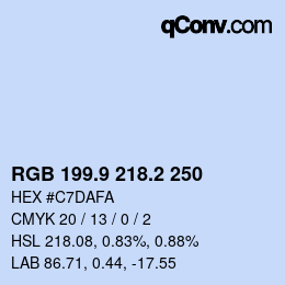 カラーコード: RGB 199.9 218.2 250 | qconv.com