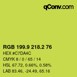 カラーコード: RGB 199.9 218.2 76 | qconv.com
