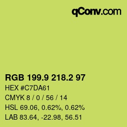 カラーコード: RGB 199.9 218.2 97 | qconv.com