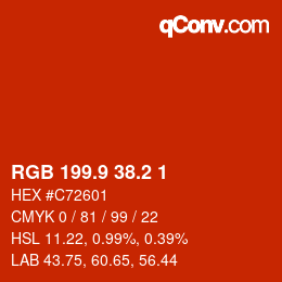 カラーコード: RGB 199.9 38.2 1 | qconv.com