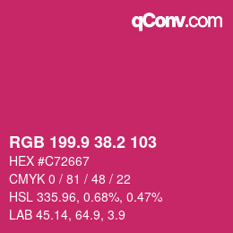 カラーコード: RGB 199.9 38.2 103 | qconv.com