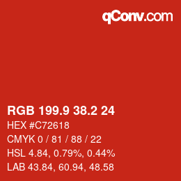 カラーコード: RGB 199.9 38.2 24 | qconv.com