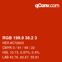 カラーコード: RGB 199.9 38.2 3 | qconv.com