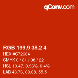 カラーコード: RGB 199.9 38.2 4 | qconv.com