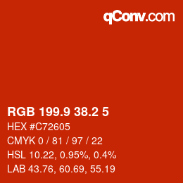 カラーコード: RGB 199.9 38.2 5 | qconv.com