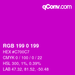 Color code: RGB 199 0 199 | qconv.com