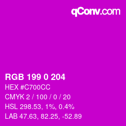 颜色代码: RGB 199 0 204 | qconv.com