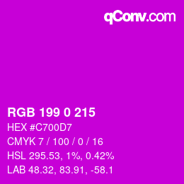 颜色代码: RGB 199 0 215 | qconv.com