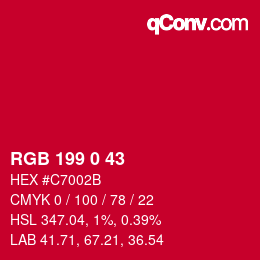 Farbcode: RGB 199 0 43 | qconv.com