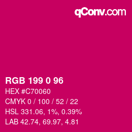 Color code: RGB 199 0 96 | qconv.com