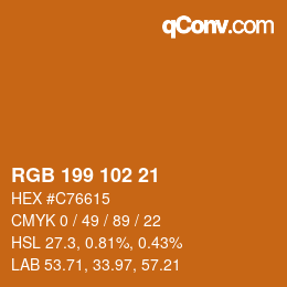 Color code: RGB 199 102 21 | qconv.com