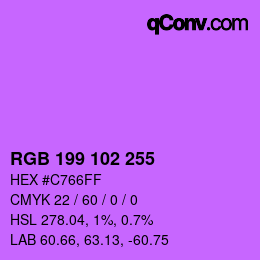 Color code: RGB 199 102 255 | qconv.com